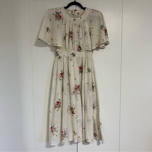 VTG Floral Midi Dress with Cape Sleeves